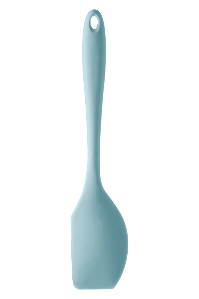 Light blue spatula on a white background