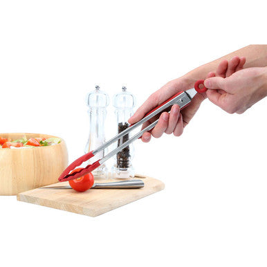 Zing Stainless Steel And Red Silicone Tongs