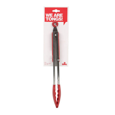 Zing Stainless Steel And Red Silicone Tongs