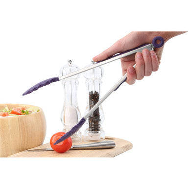 Zing Stainless Steel And Purple Silicone Tongs
