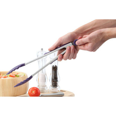Zing Stainless Steel And Purple Silicone Tongs