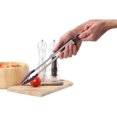 Zing Stainless Steel And Purple Silicone Tongs