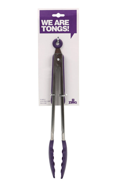 Zing Stainless Steel And Purple Silicone Tongs