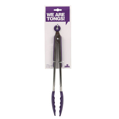 Zing Stainless Steel And Purple Silicone Tongs
