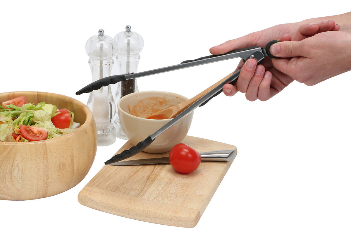 Zing Black Silicone And Stainless Steel Tongs