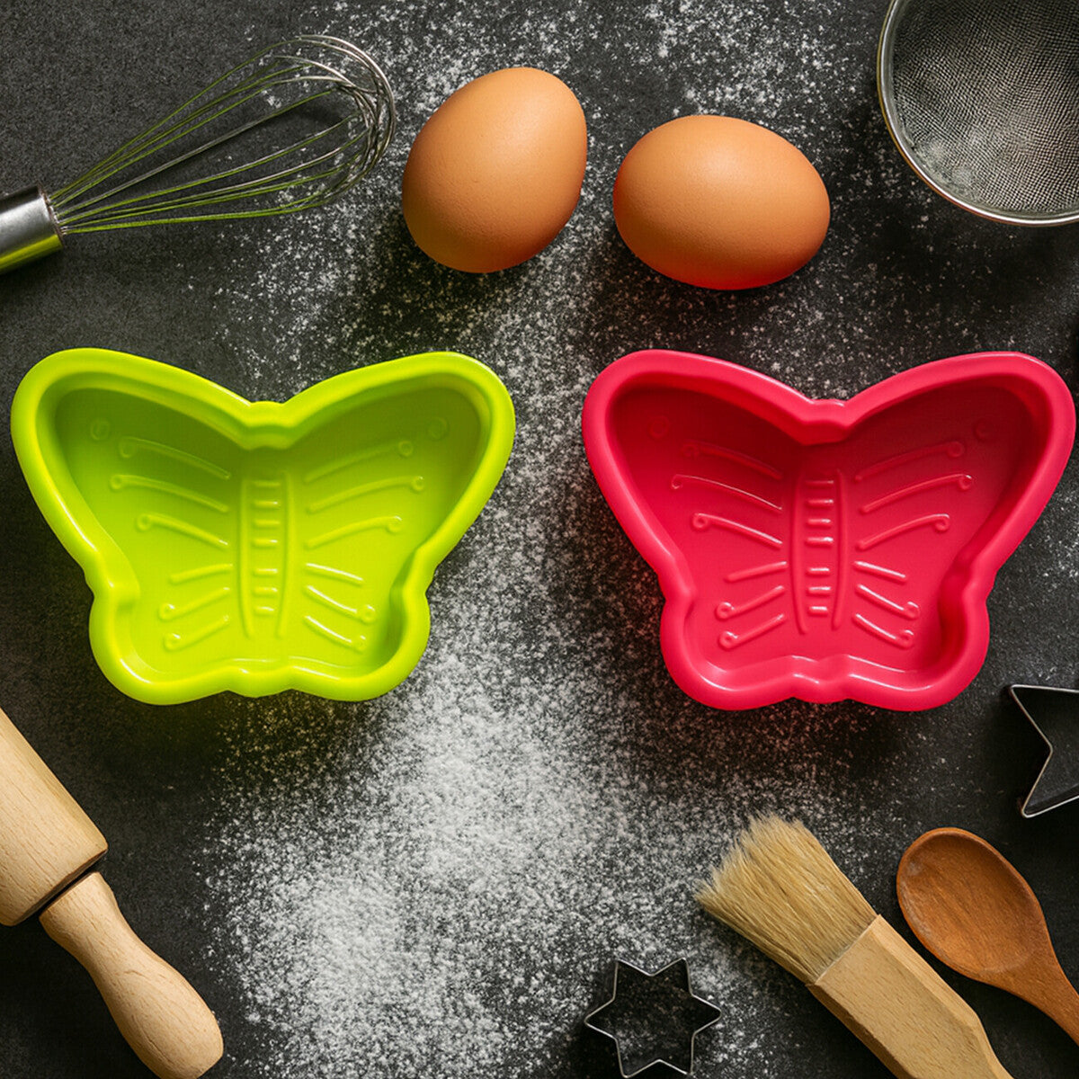 Silicone Baking Set Of Two Butterflies Cake Moulds