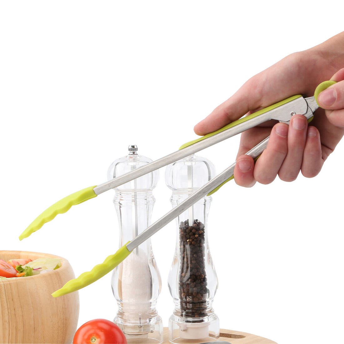 Zing Lime Green Silicone And Stainless Steel Tongs