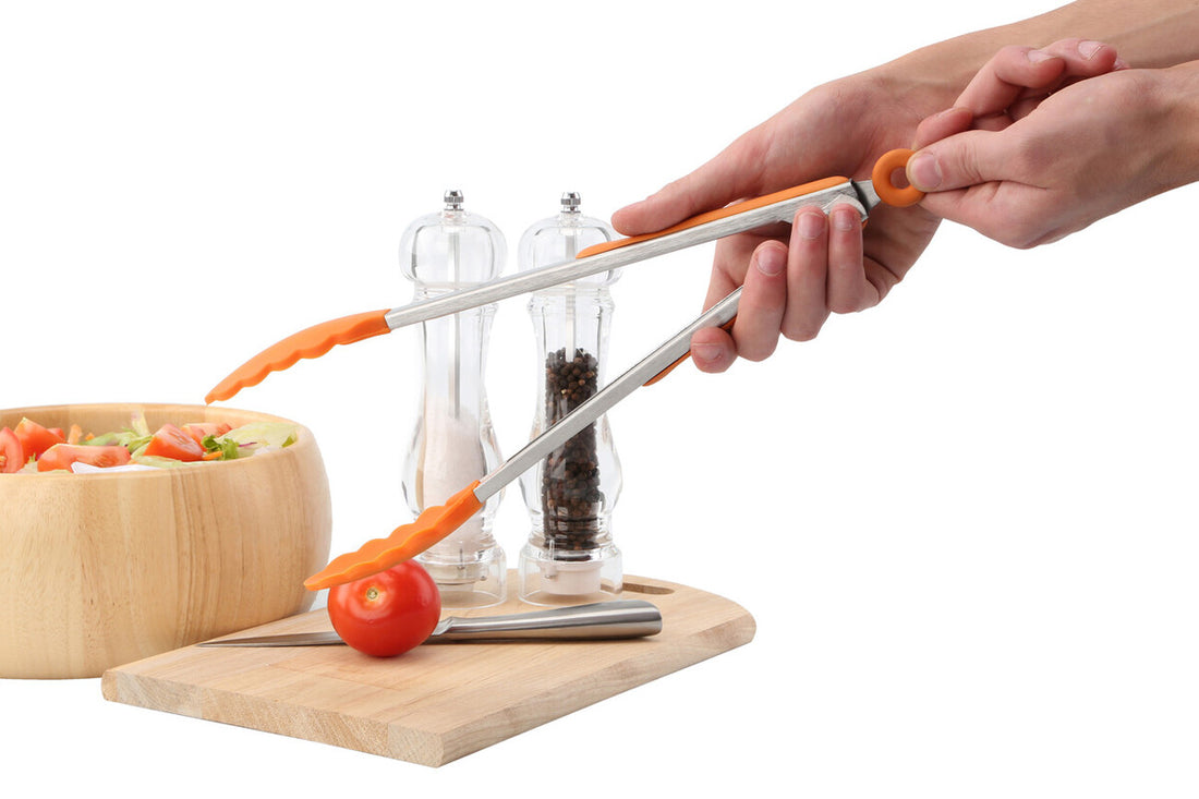Zing Orange Silicone And Stainless Steel Tongs