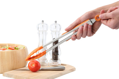 Zing Orange Silicone And Stainless Steel Tongs