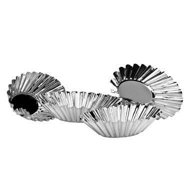 Tinplate Set Of Four Oval Fluted Cake Moulds