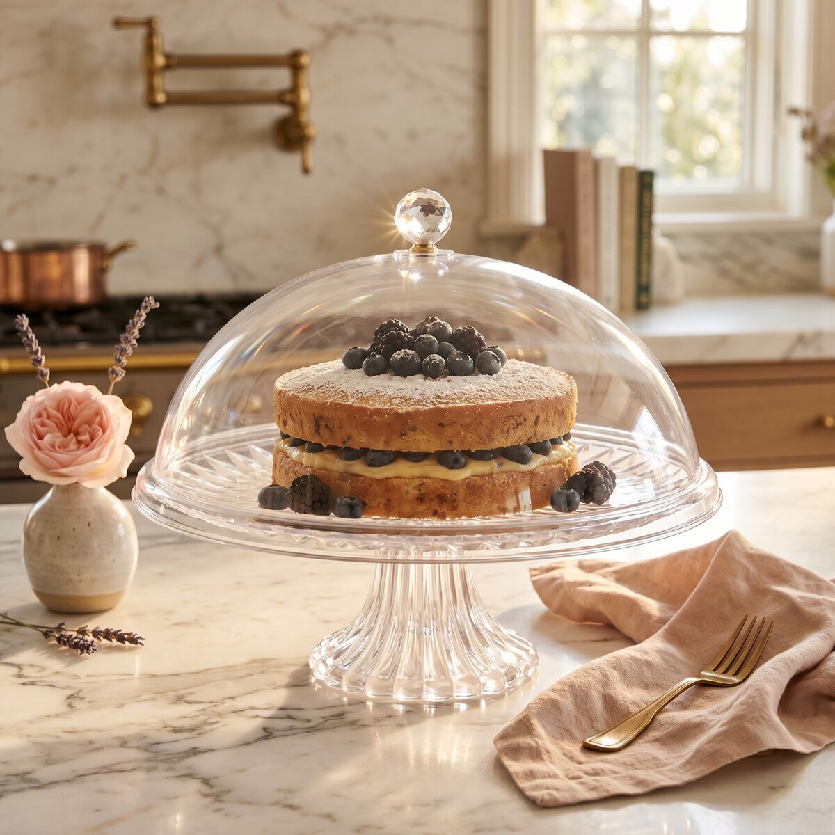 Clear Acrylic Cake Stand with Dome Lid | Faye