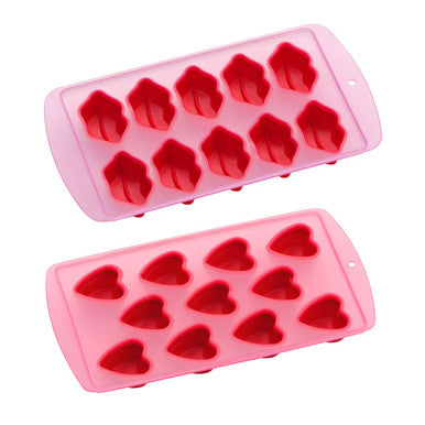 11 Heart Shapes Ice Cube Red Tray