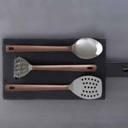 Freya Stainless Steel Slotted Turner with Copper Finish Handle