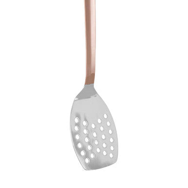 Freya Stainless Steel Slotted Turner with Copper Finish Handle