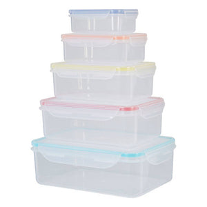 Herrela 5Pc Rectangular Food Containers With Airtight Lids