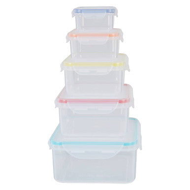 Herrela 5Pc Rectangular Food Containers With Airtight Lids