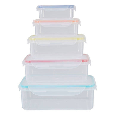 Herrela 5Pc Rectangular Food Containers With Airtight Lids