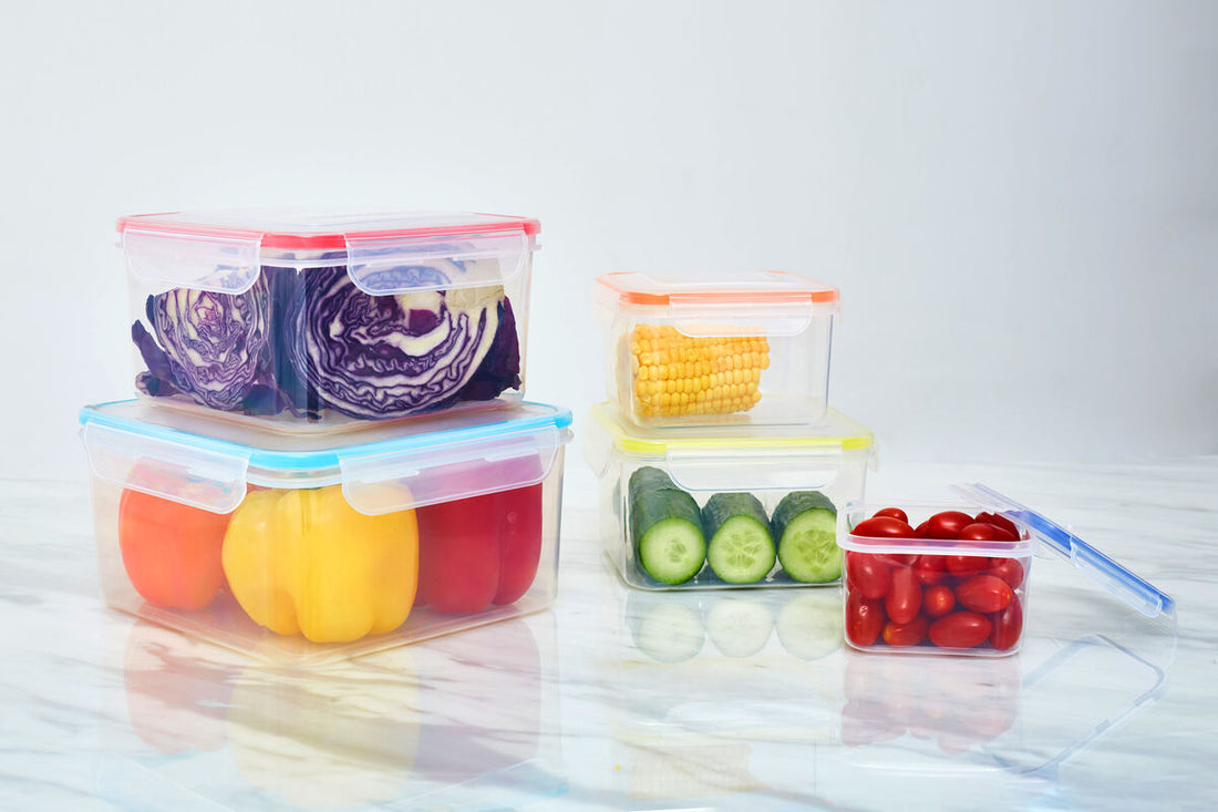 Herrela 5Pc Square Food Containers With Airtight Lids