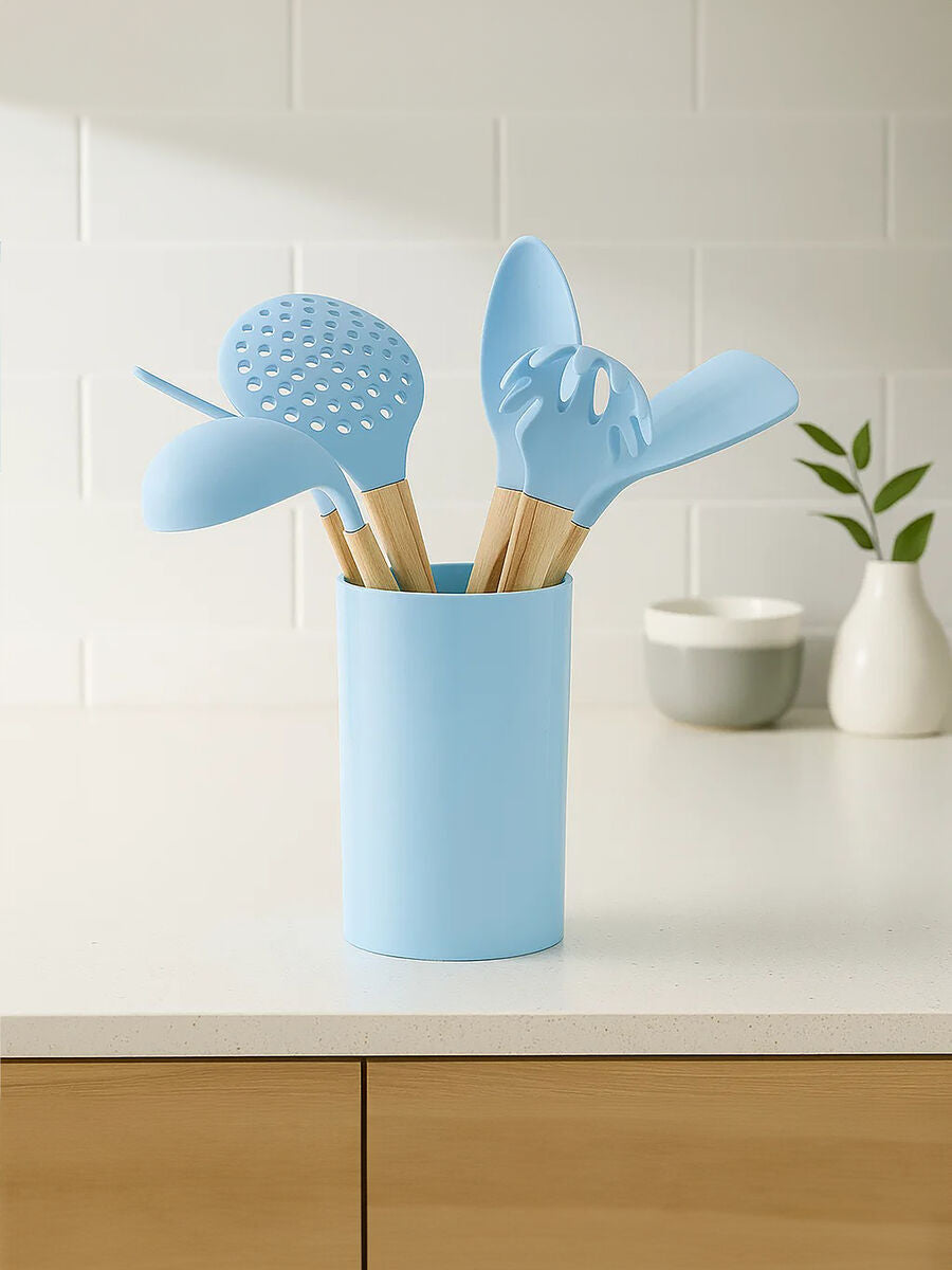 Zing 7 Piece Utensil Set In Pastel Blue