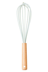 Nova Sage Green Silicone Head Whisk With Round Wood Handle