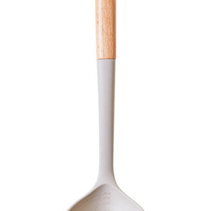 Stone Grey Silicone Head Ladle with Wood Handle | Nova