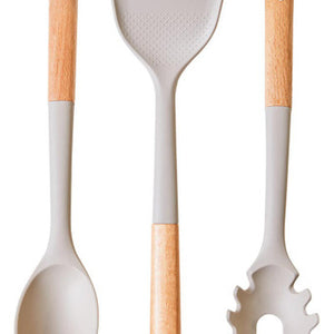 3 Piece Kitchen Tool Set with Stone Grey Silicone Heads | Nova