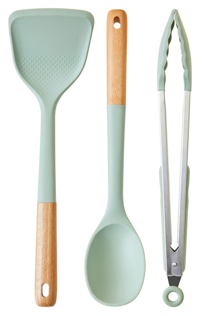 Nova Sage Green Silicone Head 3 Piece Kitchen Tool Set