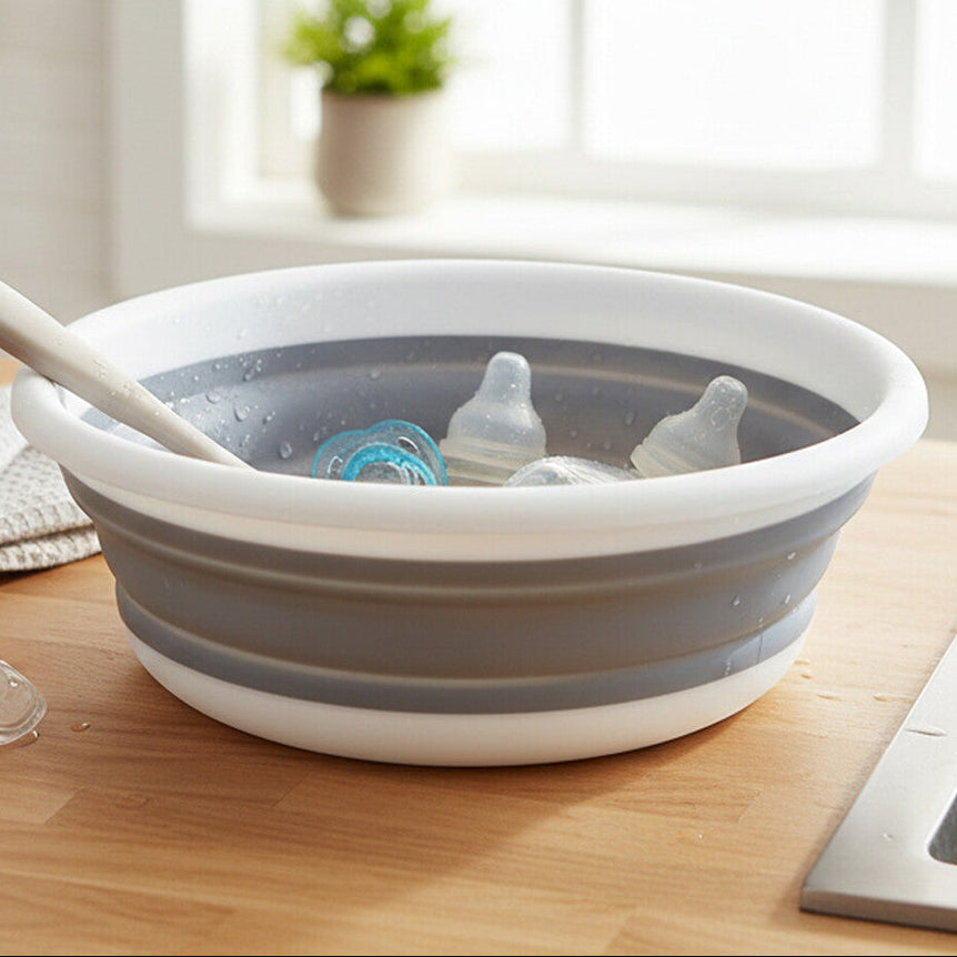 Averill Collapsible Grey And White Washing Up Bowl - Image 1