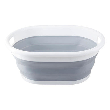 Averill Grey And White Oval Collapsible Laundry Basket - Image 5