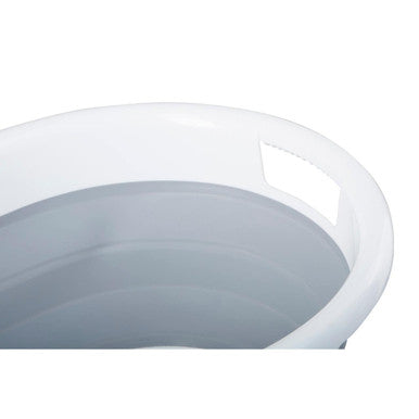 Averill Grey And White Oval Collapsible Laundry Basket - Image 4
