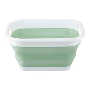 Averill Collapsible Green White Laundry Basket