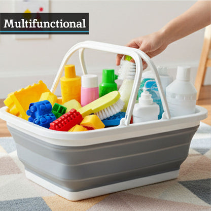 Averill Collapsible Grey And White Basket With Handles