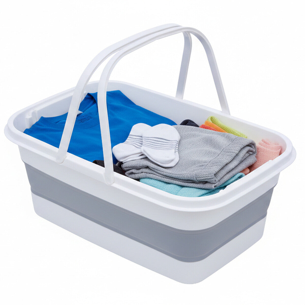 Averill  White And Grey Collapsible Basket With Handles - Image 14