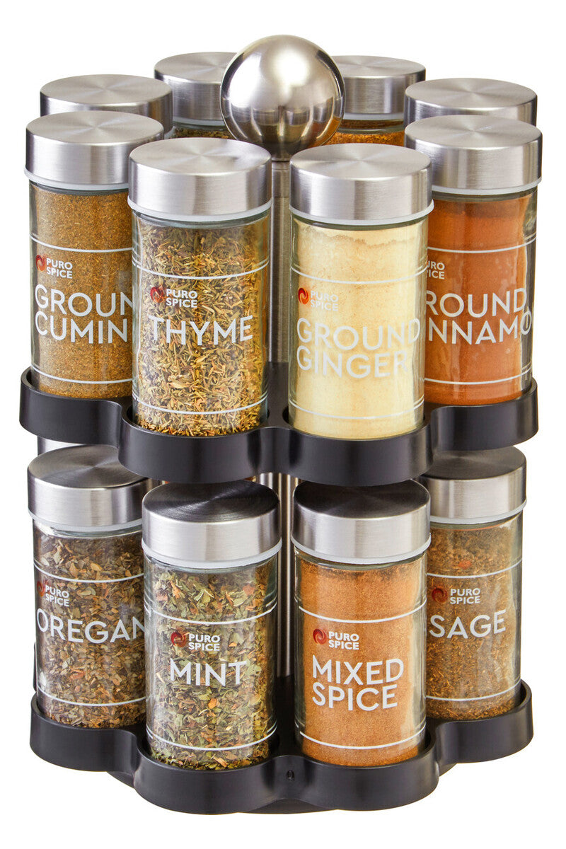 Puro Revolving Spice Rack with 16 Spices and Herbs