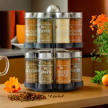 Puro Revolving Spice Rack with 16 Spices and Herbs