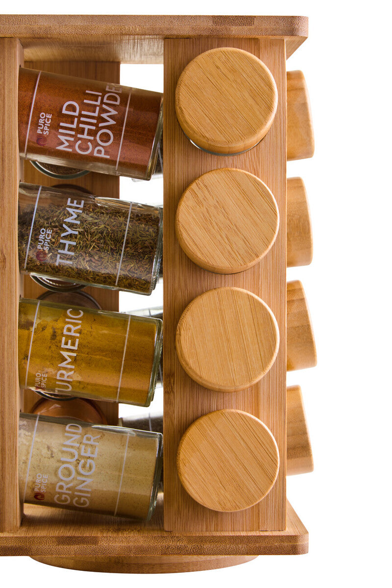 Puro Bamboo Revolving Spice Rack with 16 Jars