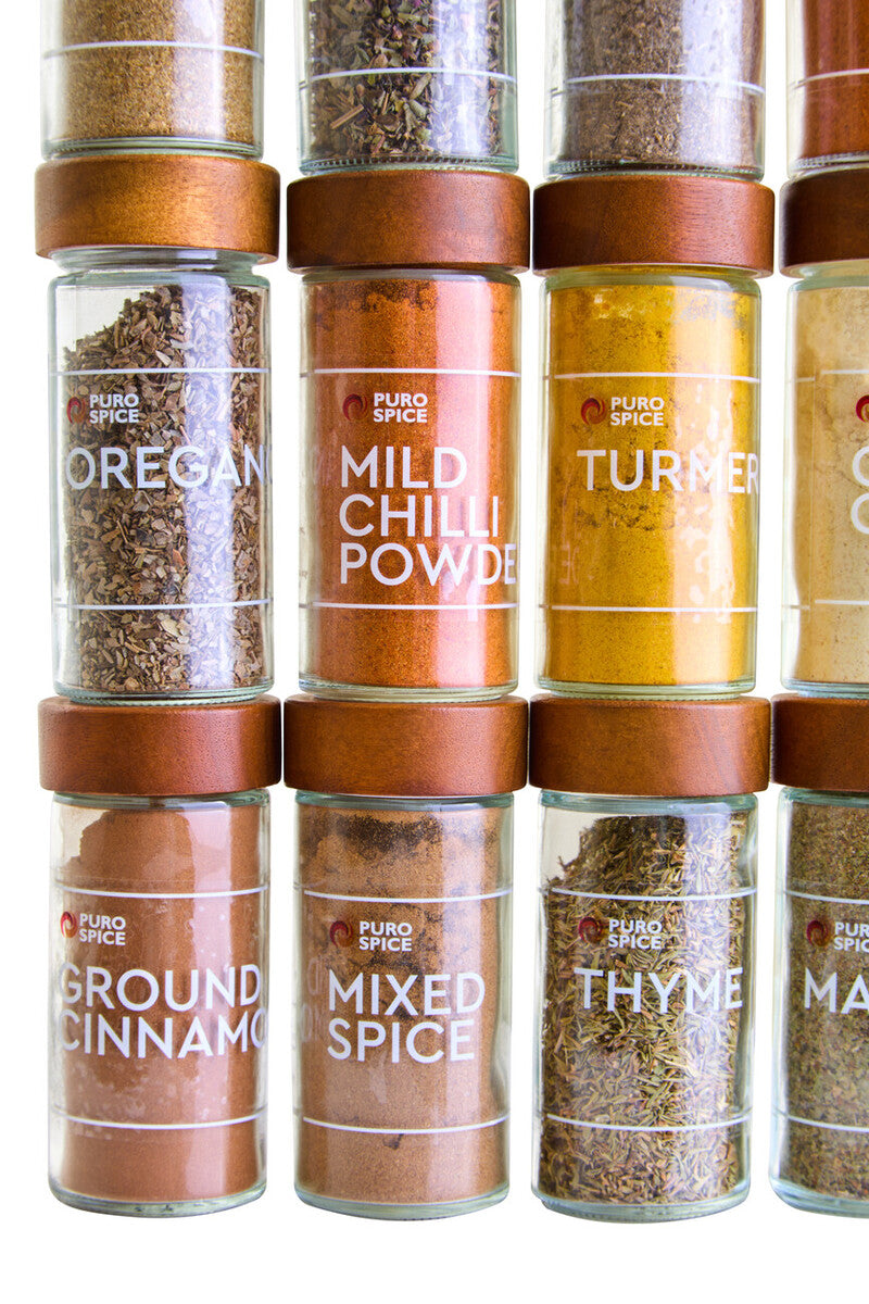 Puro Acacia Wood Revolving Spice Rack with 16 Jars - Image 7