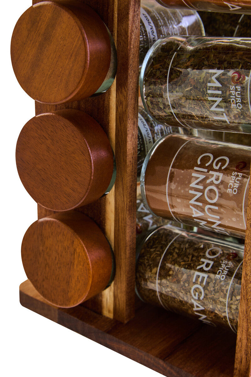 Puro Acacia Wood Revolving Spice Rack with 16 Jars - Image 12