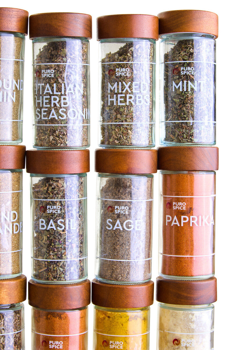 Puro Acacia Wood Revolving Spice Rack with 16 Jars - Image 11