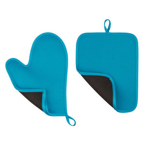 Blue Oven Glove and Pot Holder Set | Neoprene