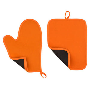 Orange Oven Glove and Pot Holder Set | Neoprene