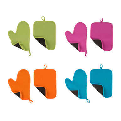 Orange Neoprene Oven Glove And Pot Holder Set