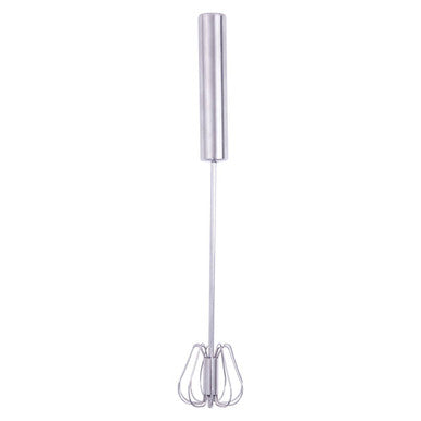 Metallic whisk on a white background