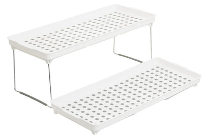 Romm Set Of 2 White And Grey Foldable Cabinet Racks