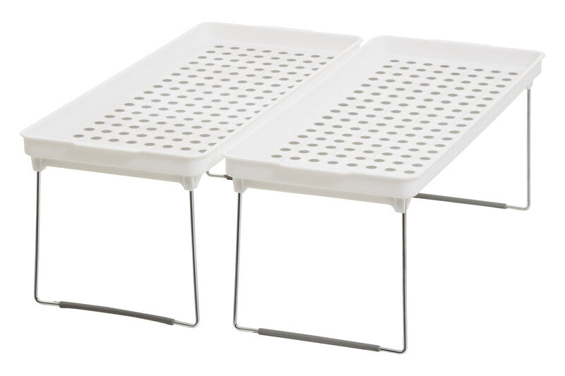 Romm Set Of 2 White And Grey Foldable Cabinet Racks