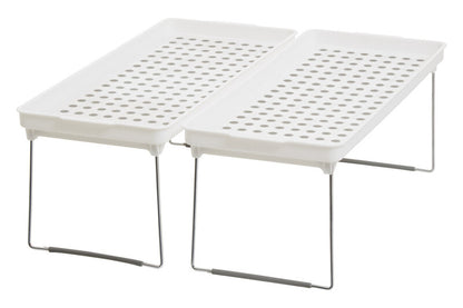 Romm Set Of 2 White And Grey Foldable Cabinet Racks