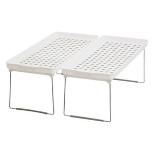 Romm Set Of 2 White And Grey Foldable Cabinet Racks