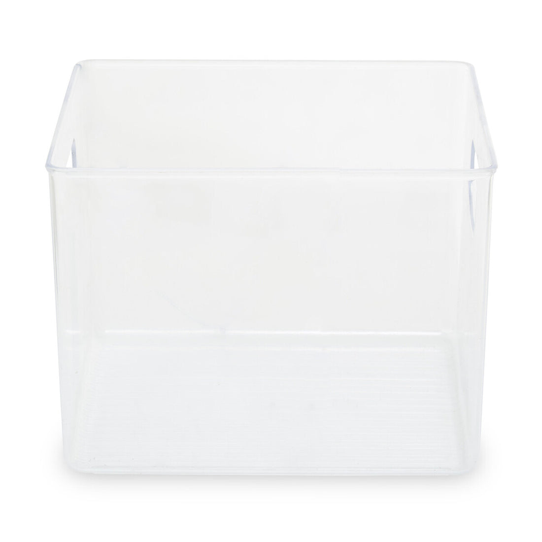 Clear plastic tray on a white background