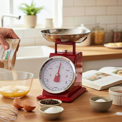 Olivier 3Kg Red Retro Kitchen Scale