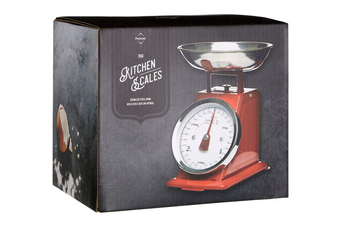 Olivier 3Kg Red Retro Kitchen Scale